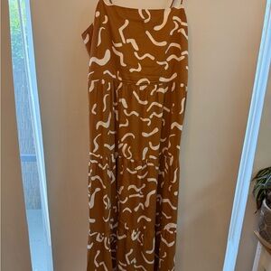 Ann Taylor Factory Tan and Cream Maxi Skirt